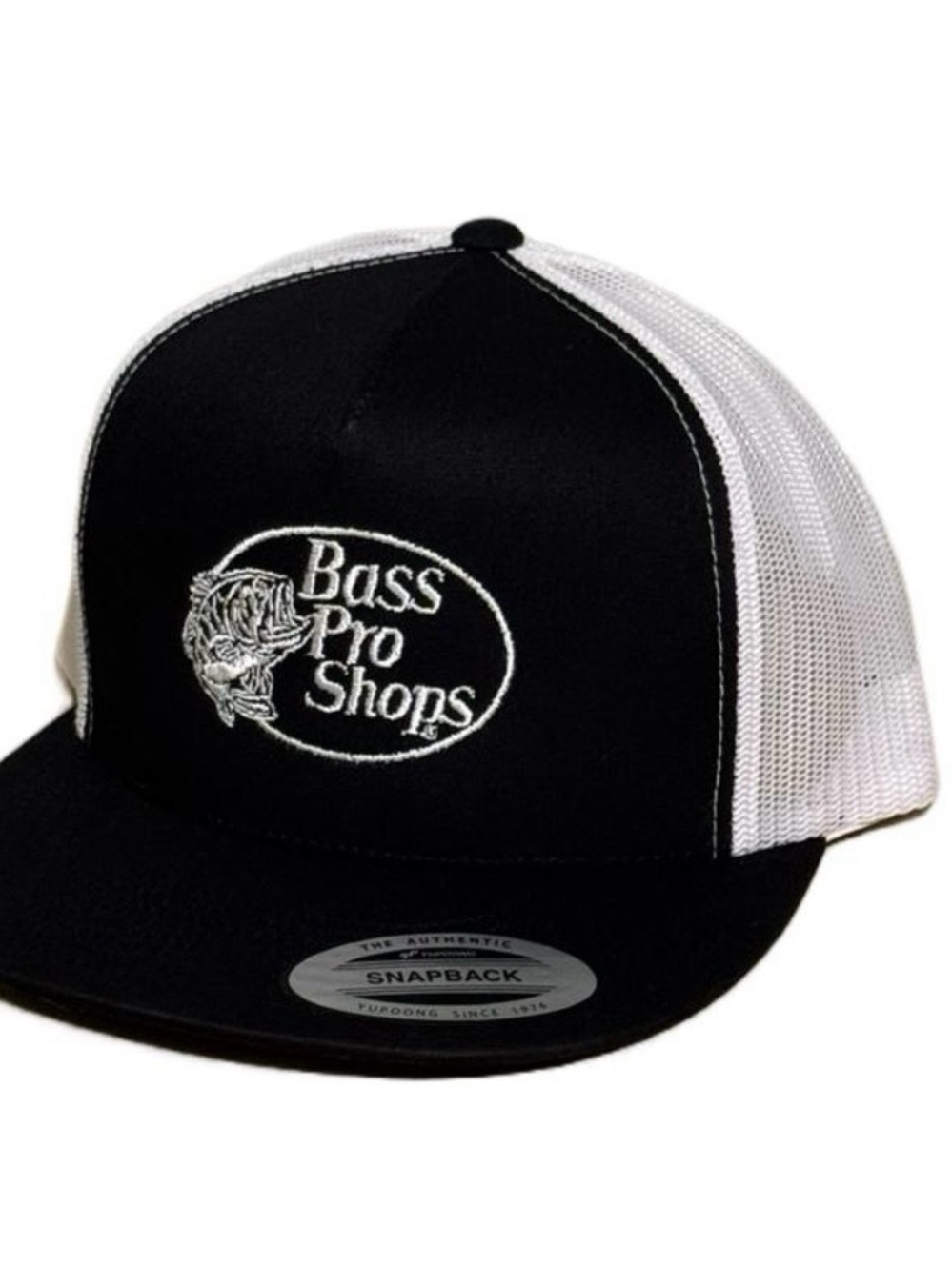 Bass Pro Shops Black and White Trucker Snapback Hat